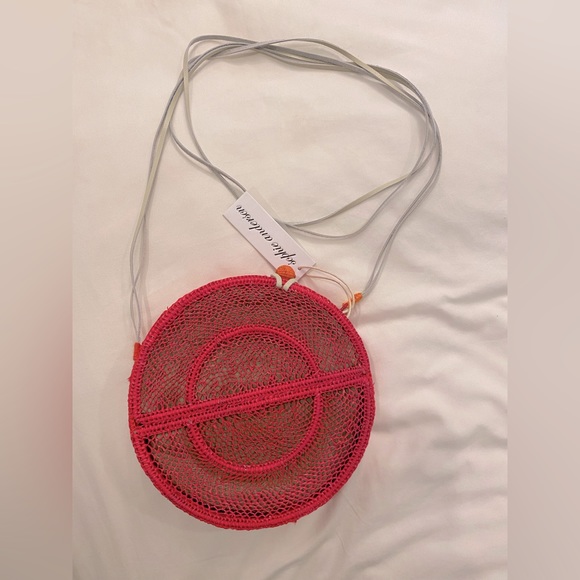 Sophie Anderson Nilsa round raffia woven toquilla straw shoulder bag cross body - Picture 2 of 5